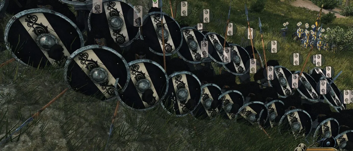 Völsung shields locked together